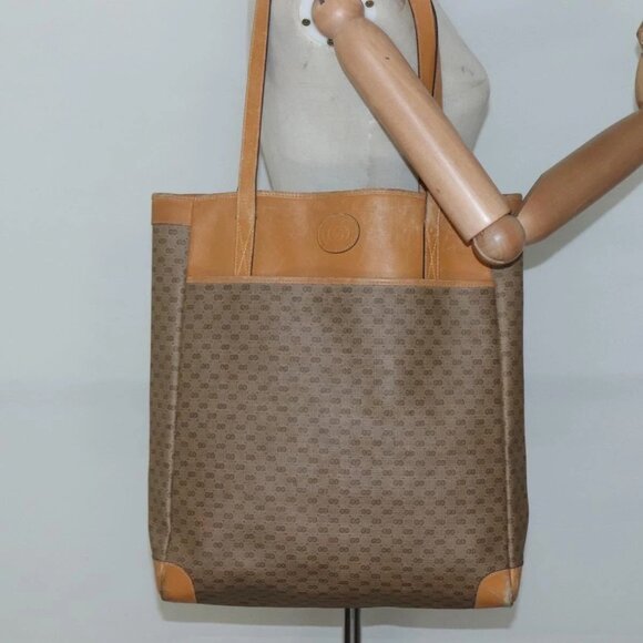 GUCCI Micro GG Canvas Tote Bag PVC Beige Gold 002 123 0135 Auth th6296 - Picture 3 of 16